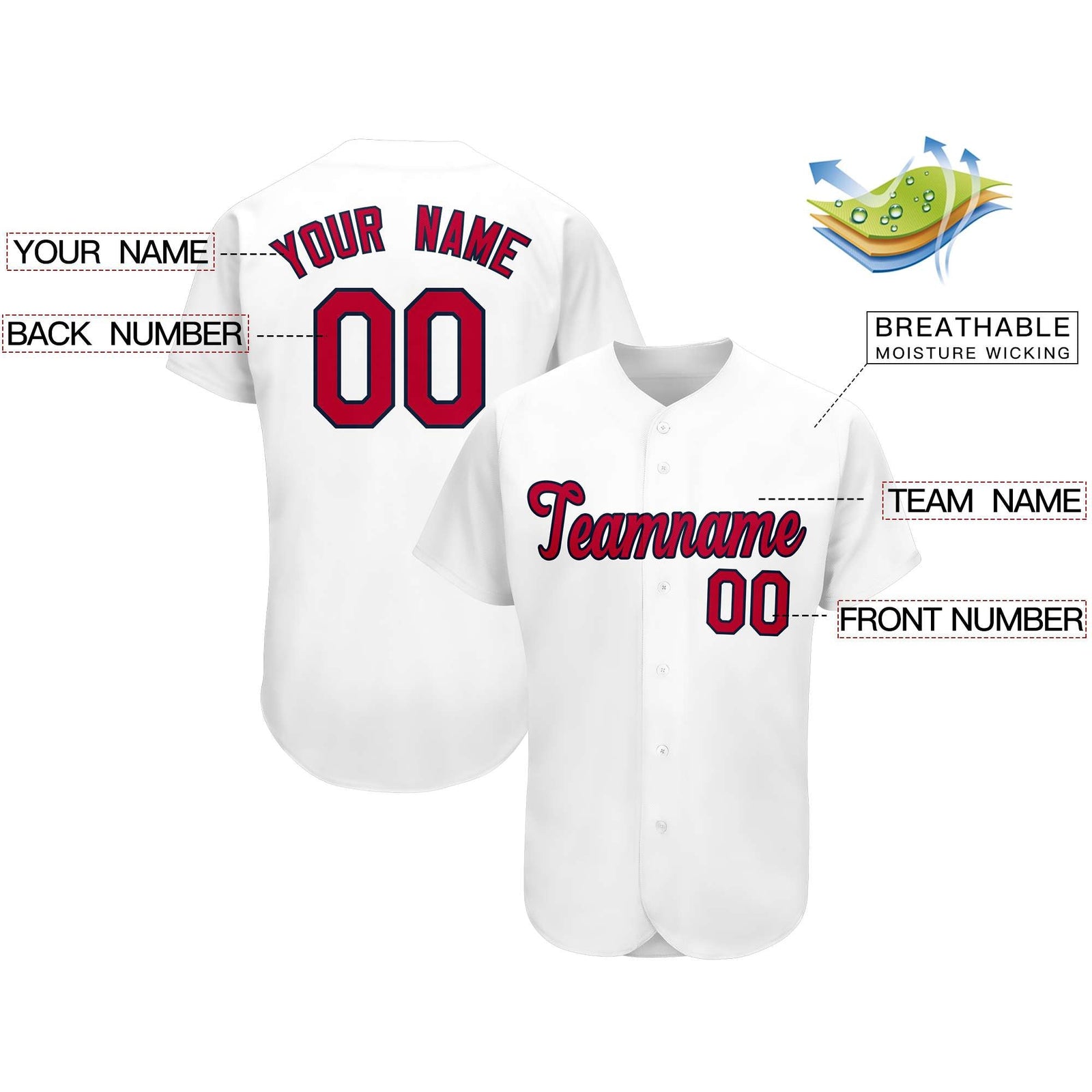Custom White Team Classic Style Authentic Baseball Jersey