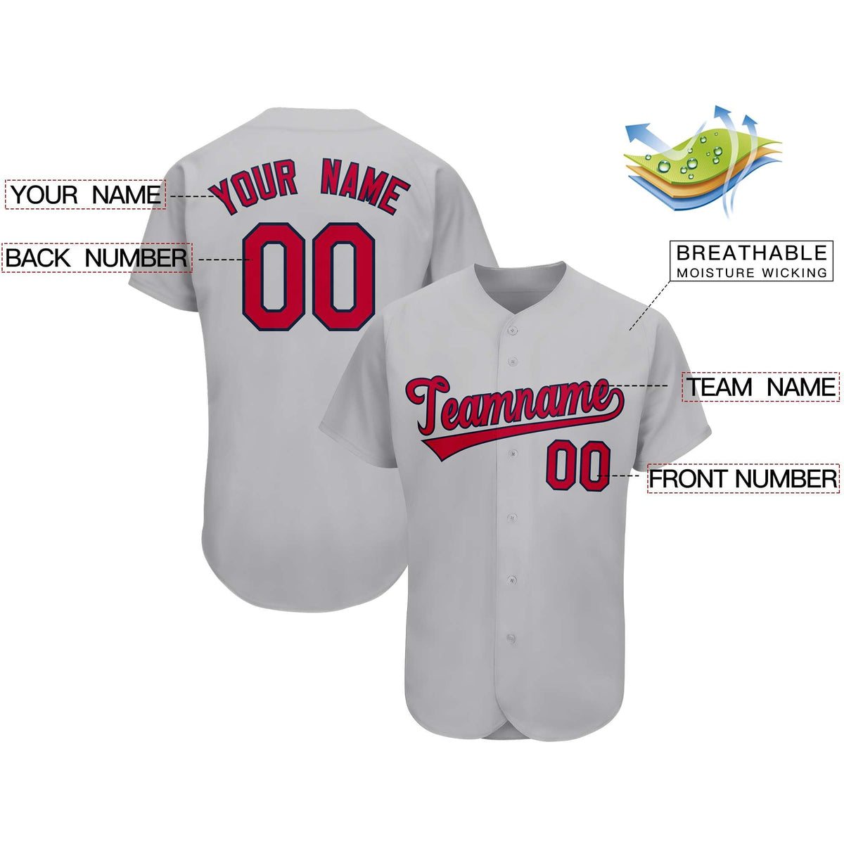 Custom Gray Team Classic Style Authentic Baseball Jersey