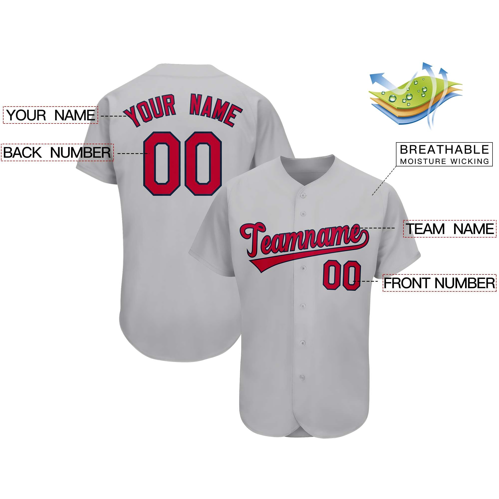 Custom Gray Team Classic Style Authentic Baseball Jersey