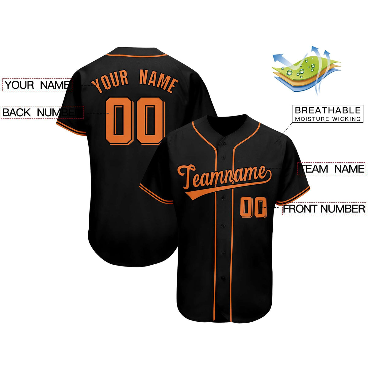 Custom Black Team Classic Style Authentic Baseball Jersey
