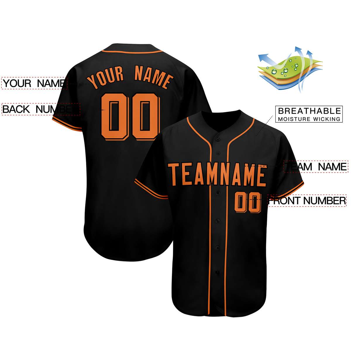 Custom Black Team Classic Style Authentic Baseball Jersey