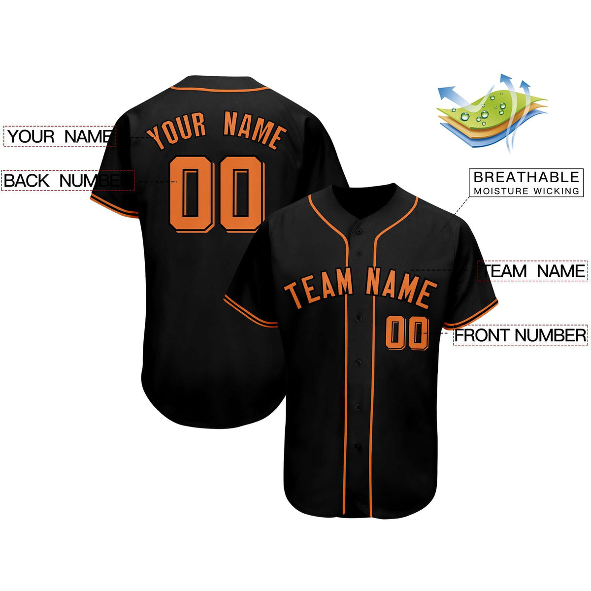 Custom Black Team Classic Style Authentic Baseball Jersey