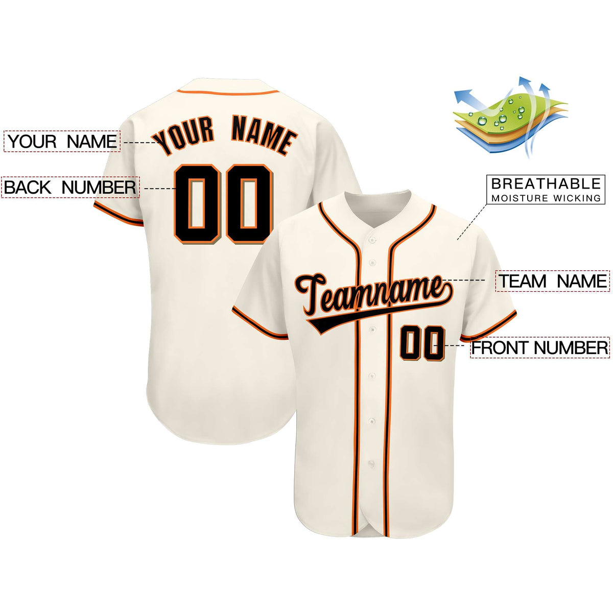 Custom Cream Team Classic Style Authentic Baseball Jersey
