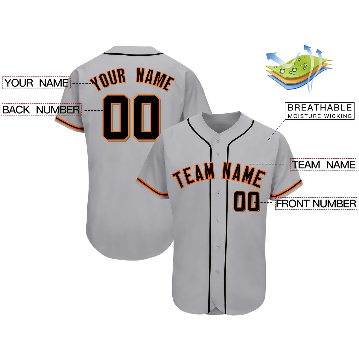 Custom Gray Team Classic Style Authentic Baseball Jersey