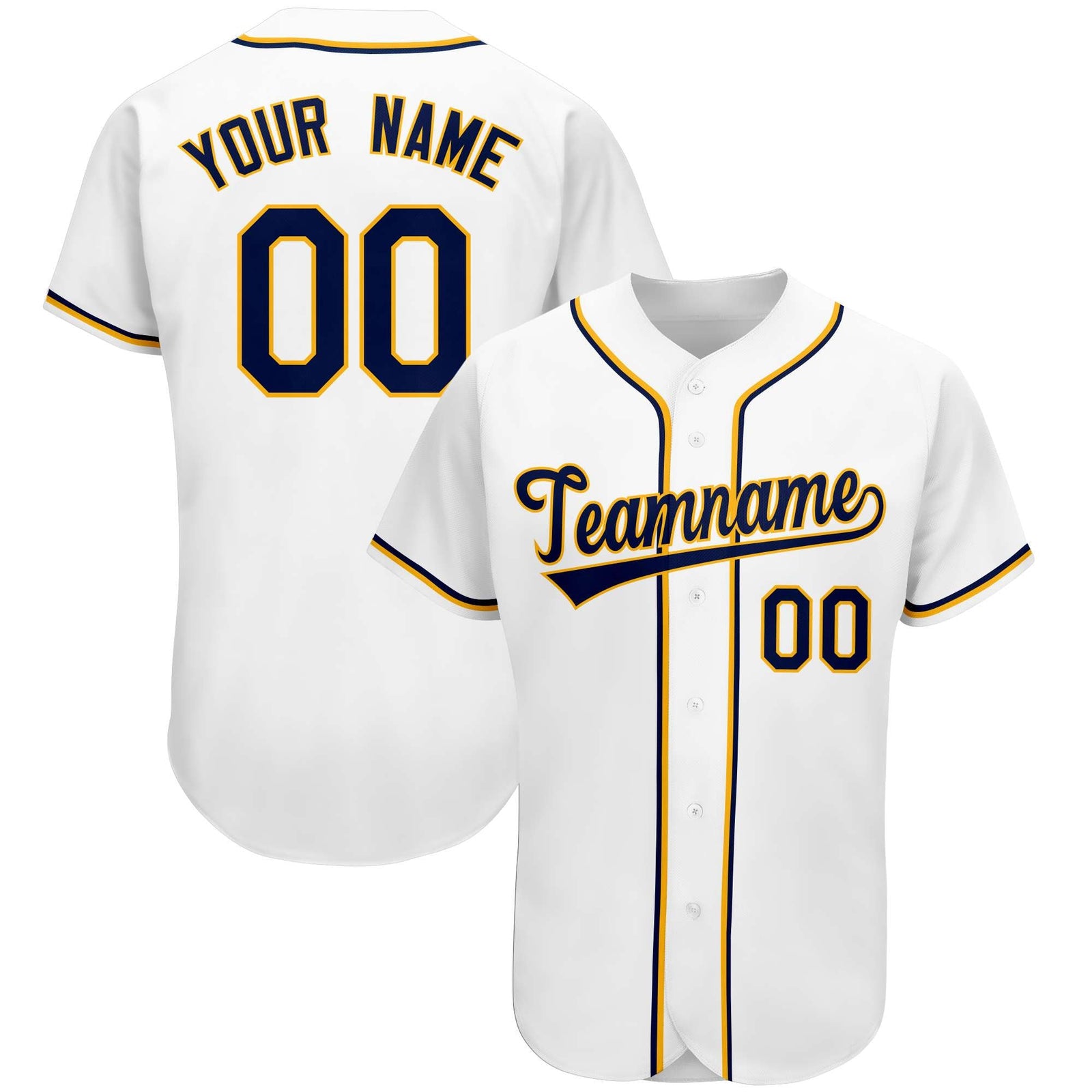 Custom White Team Classic Style Authentic Baseball Jersey