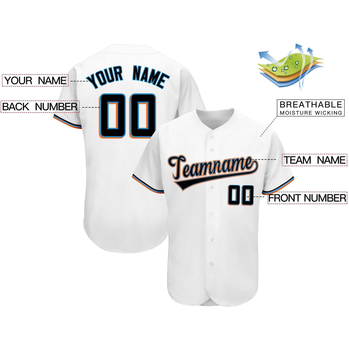 Custom White Team Classic Style Authentic Baseball Jersey
