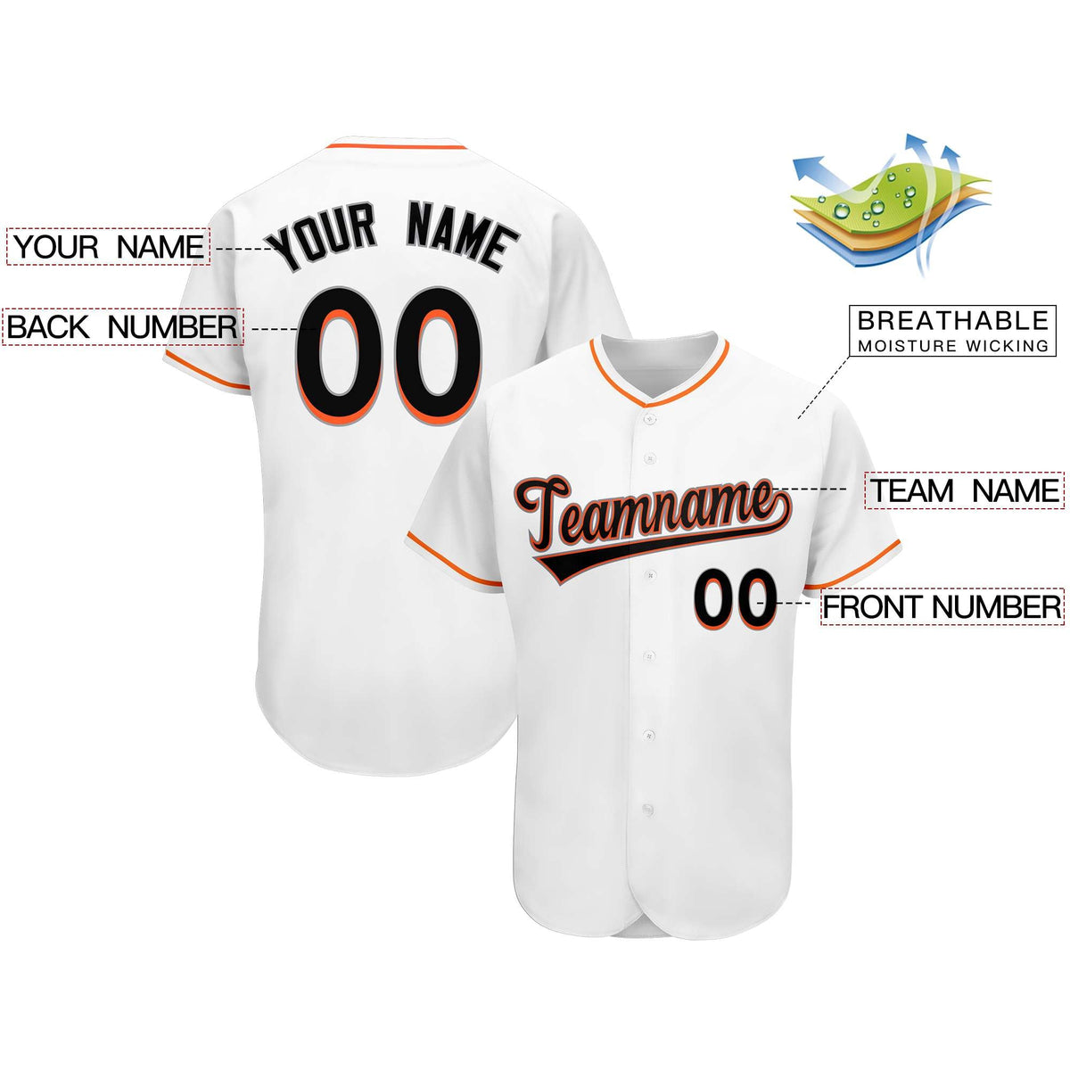 Custom White Team Classic Style Authentic Baseball Jersey