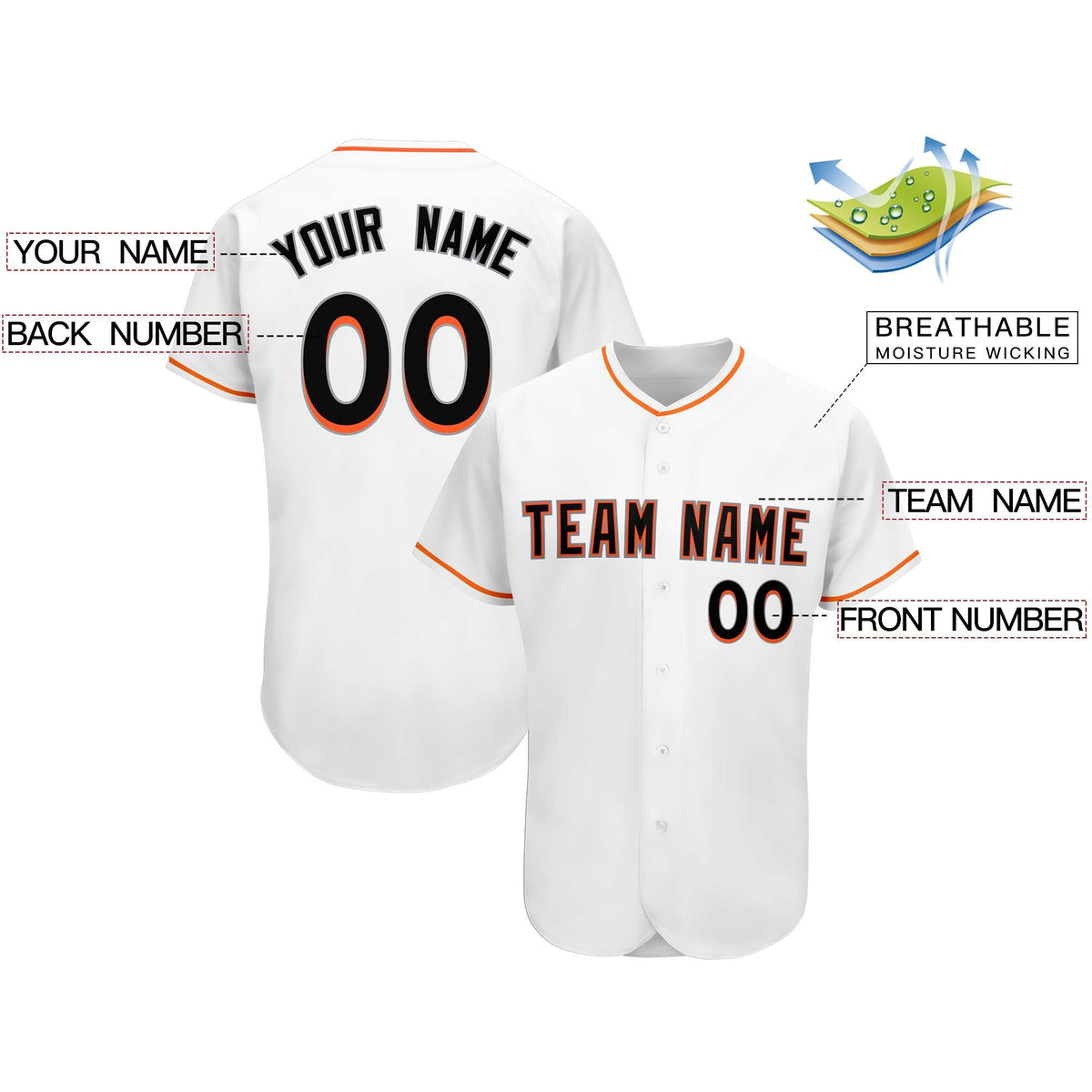 Custom White Team Classic Style Authentic Baseball Jersey