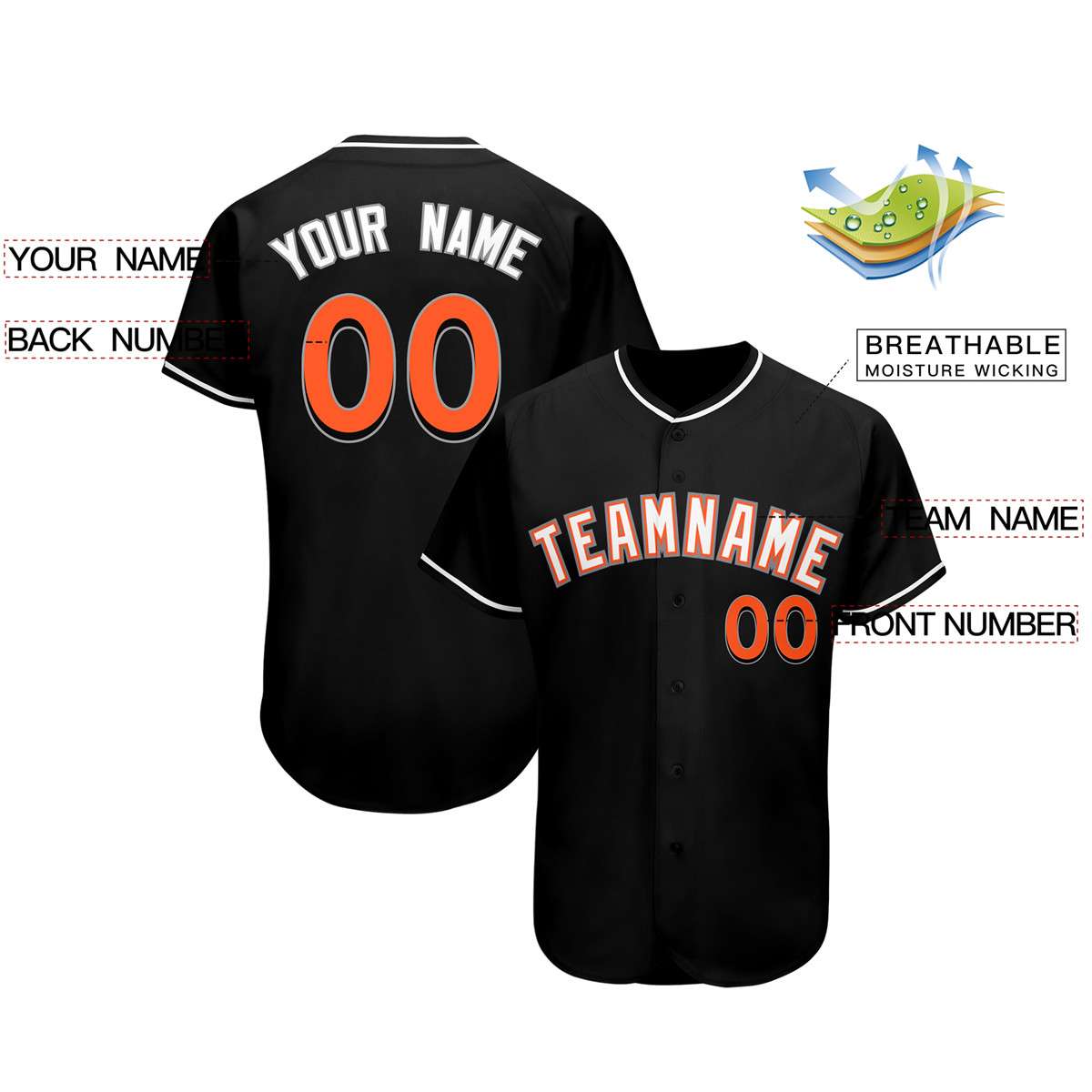 Custom Black Team Classic Style Authentic Baseball Jersey