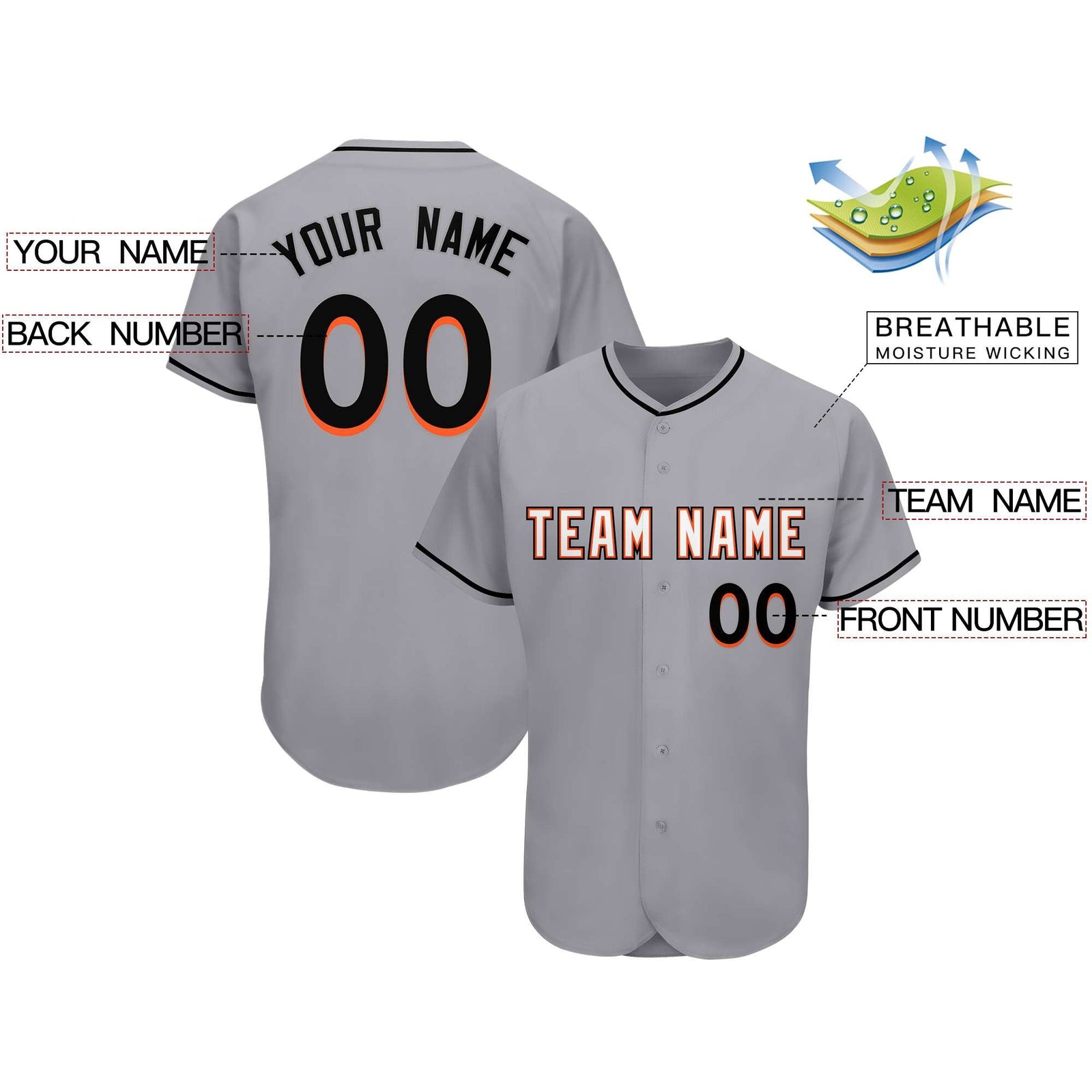 Custom Gray Team Classic Style Authentic Baseball Jersey