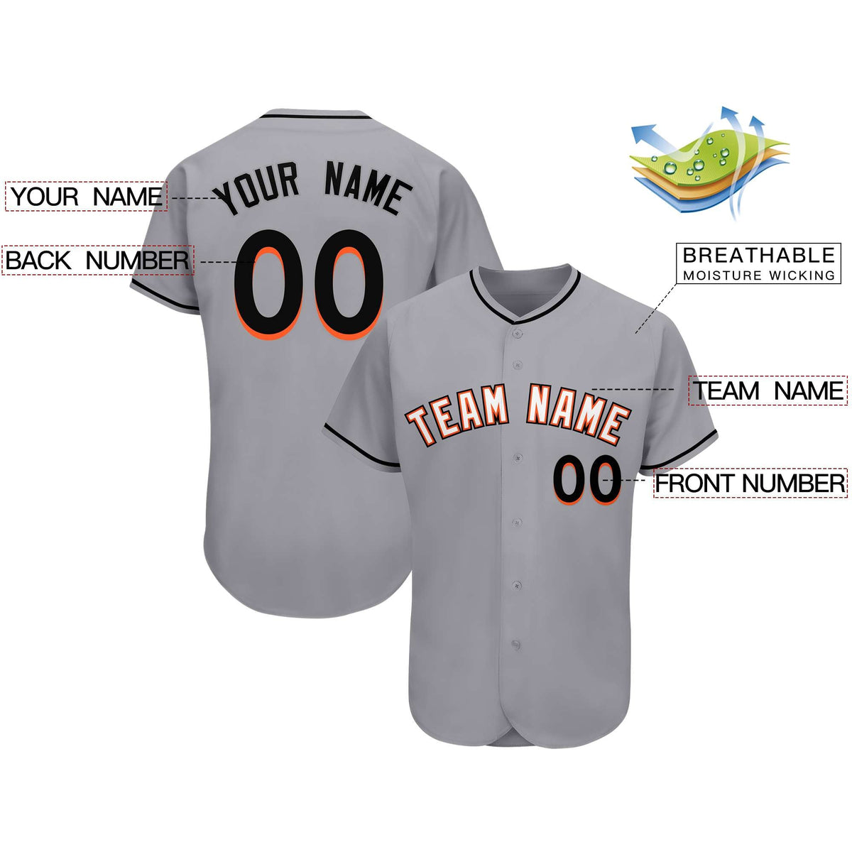 Custom Gray Team Classic Style Authentic Baseball Jersey