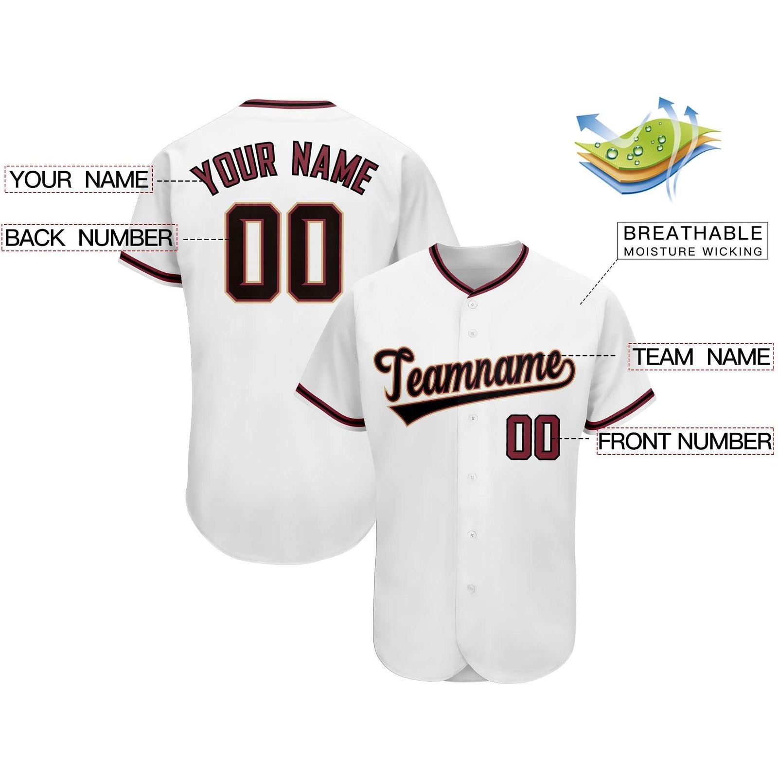 Custom White Team Classic Style Authentic Baseball Jersey