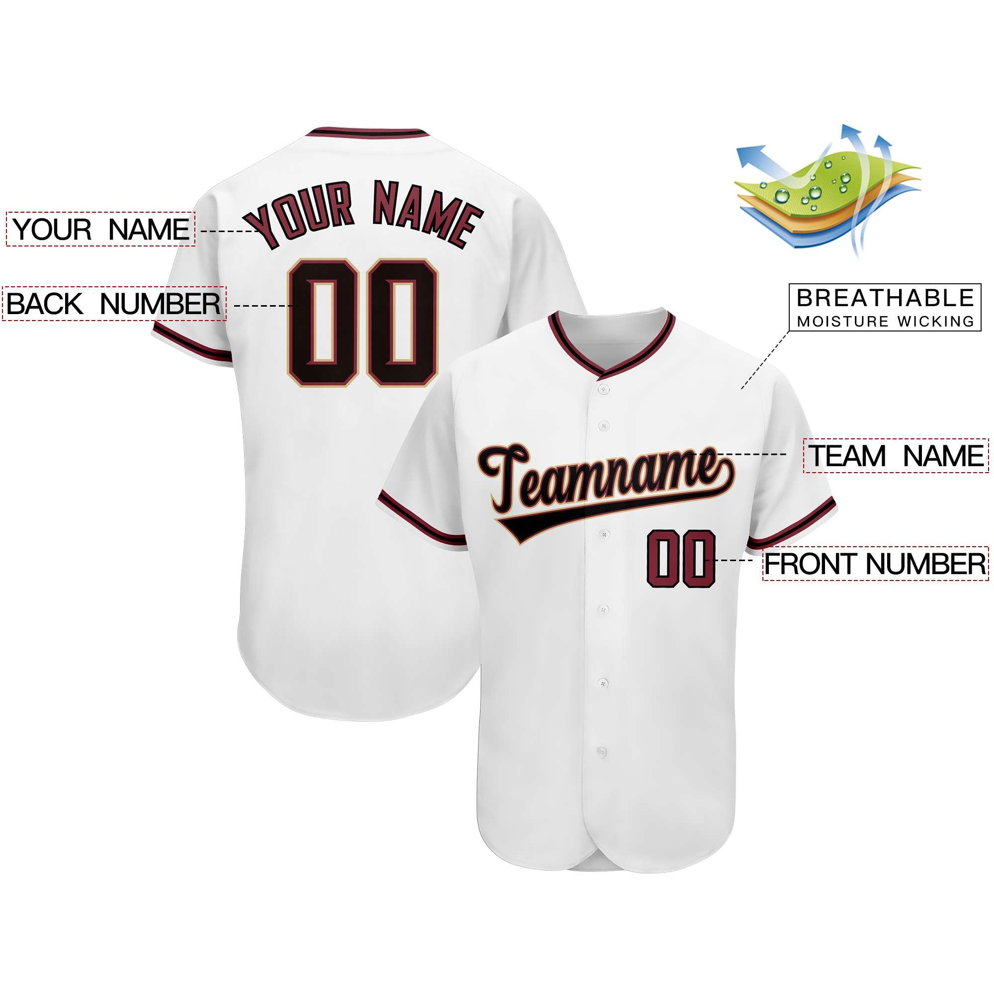 Custom White Team Classic Style Authentic Baseball Jersey