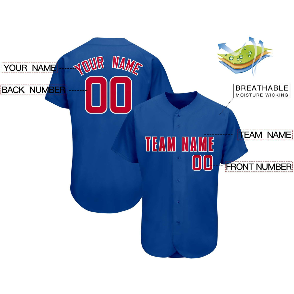 Custom Royal Team Classic Style Authentic Baseball Jersey