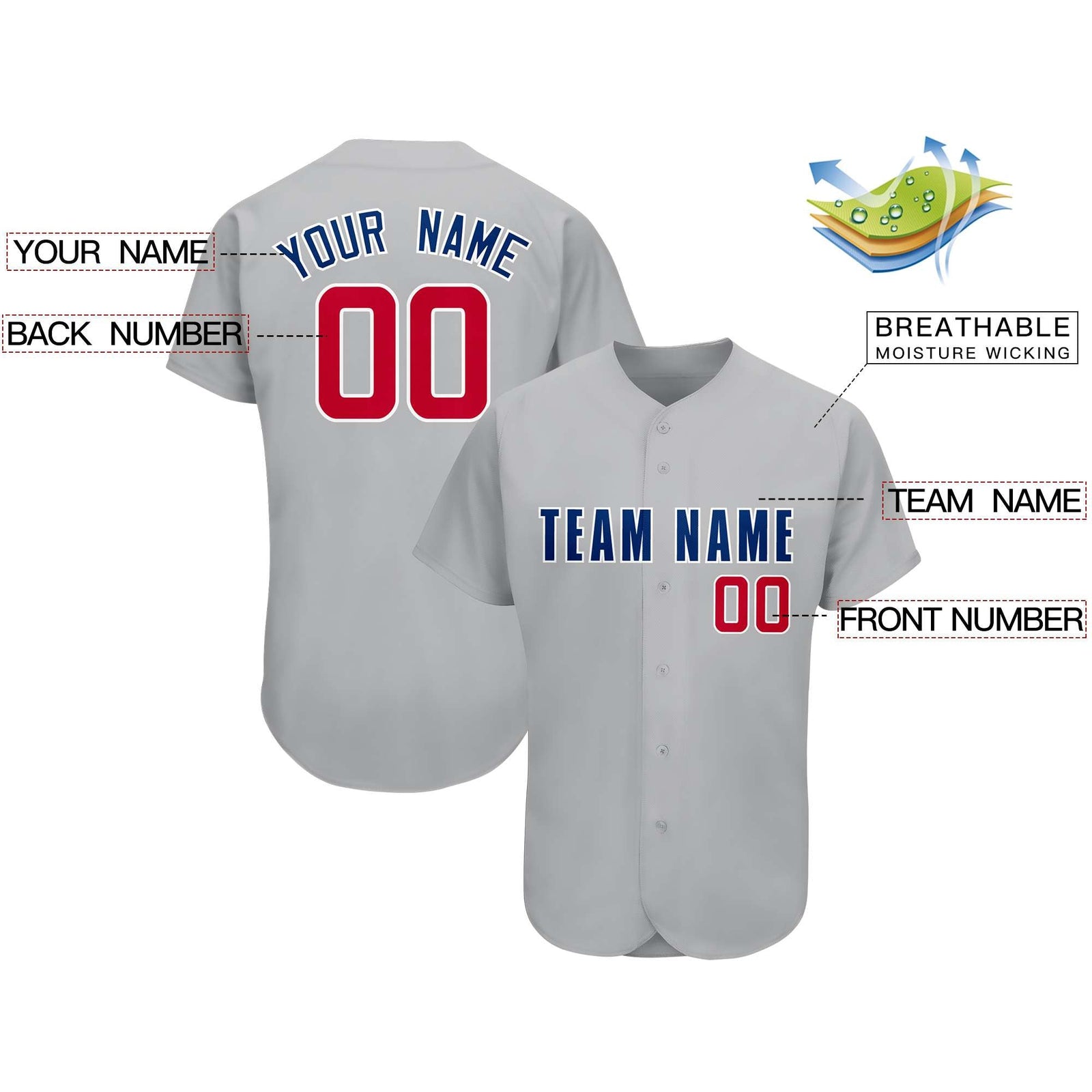 Custom Gray Team Classic Style Authentic Baseball Jersey