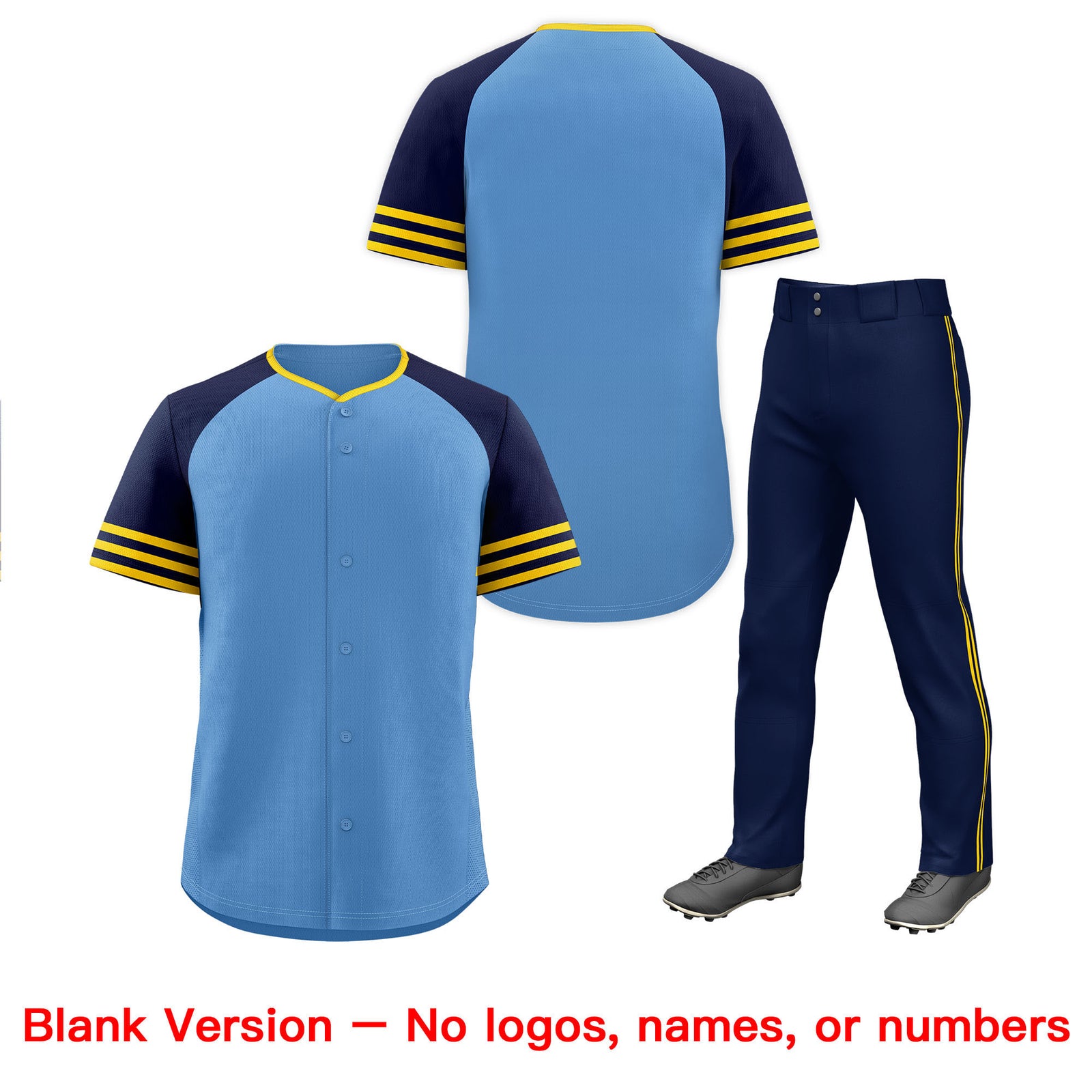 Custom Light Blue Navy Classic Style  Baseball Uniform Jersey/Pants Package For Team