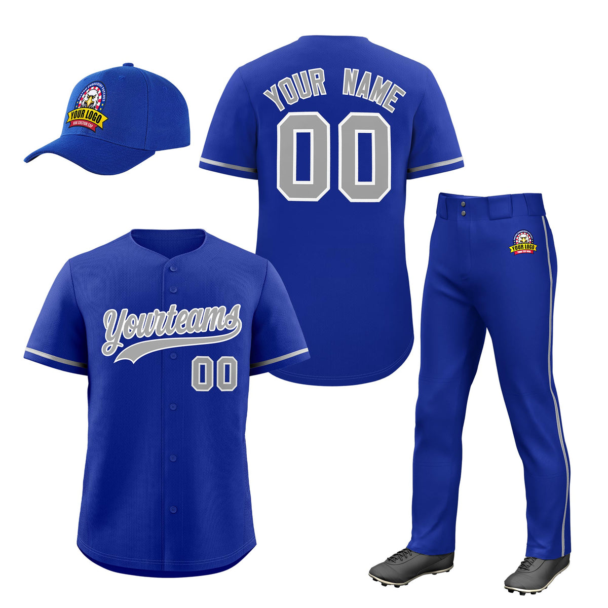 Custom Royal Blue Gray Classic Style  Baseball Uniform Jersey/Pants/Hat Package For Team |KXKSHOP