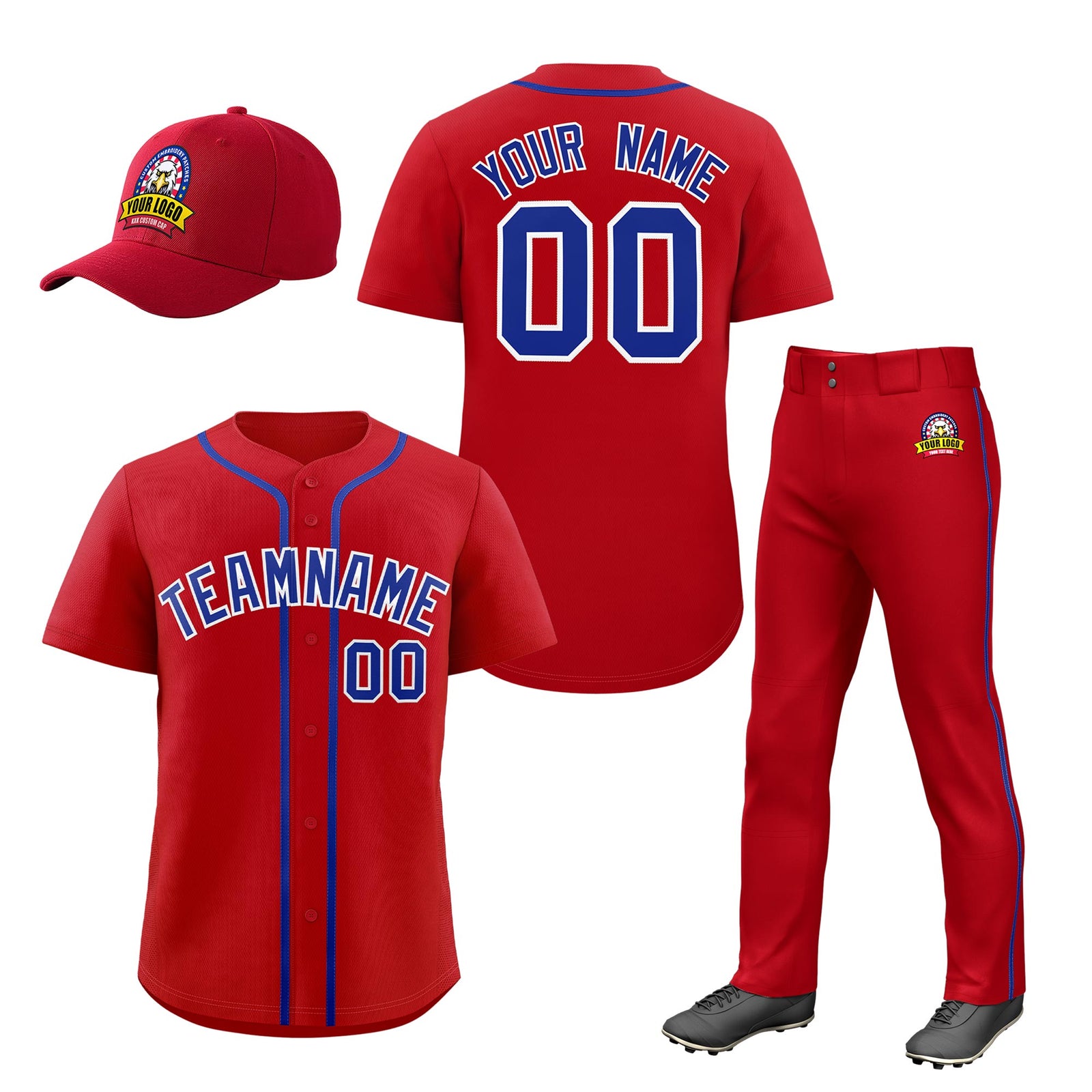 Custom Red Royal Blue Classic Style  Baseball Uniform Jersey/Pants/Hat Package For Team |KXKSHOP