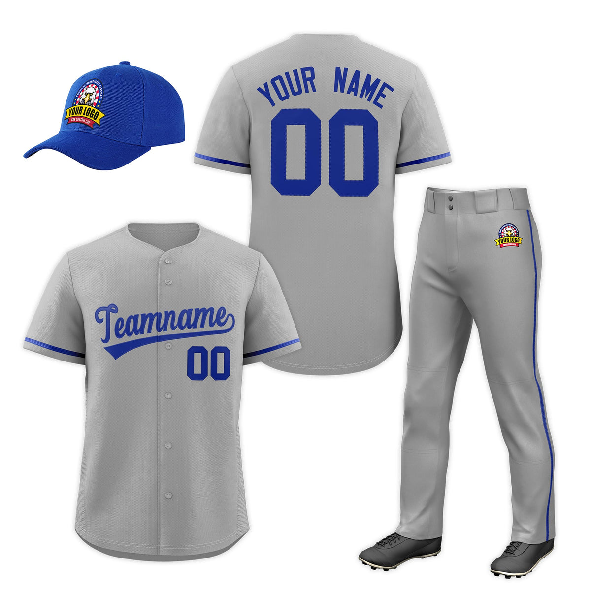 Custom Gray Royal Blue Classic Style  Baseball Uniform Jersey/Pants/Hat Package For Team |KXKSHOP