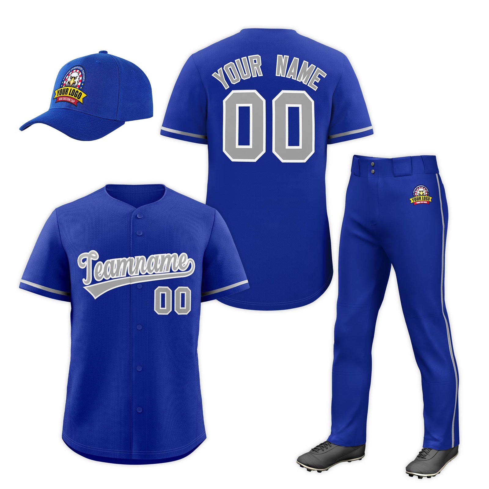 Custom Royal Blue Gray Classic Style  Baseball Uniform Jersey/Pants/Hat Package For Team |KXKSHOP