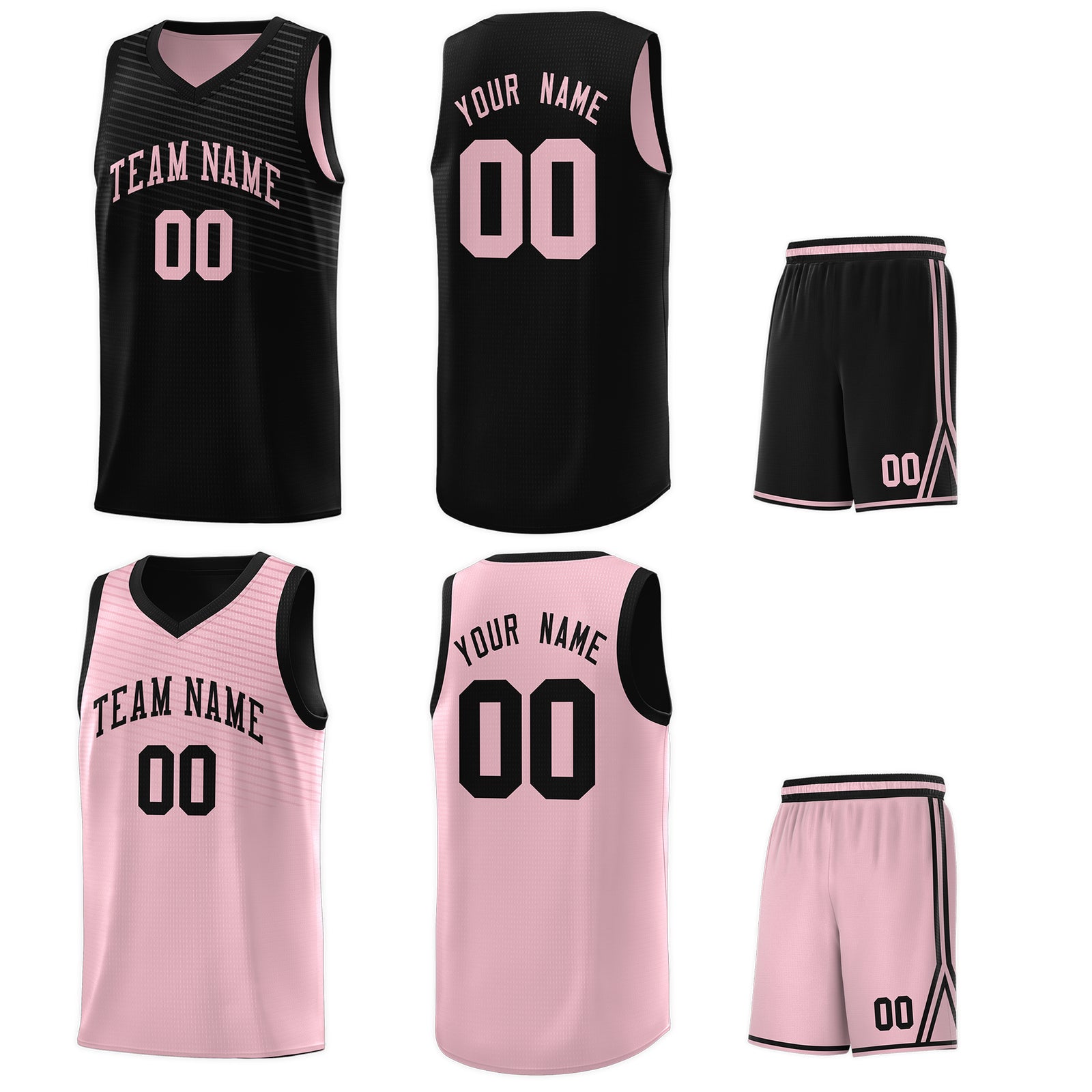 Custom Pink Black Chest Slash Patttern Sports Uniform Basketball Jersey