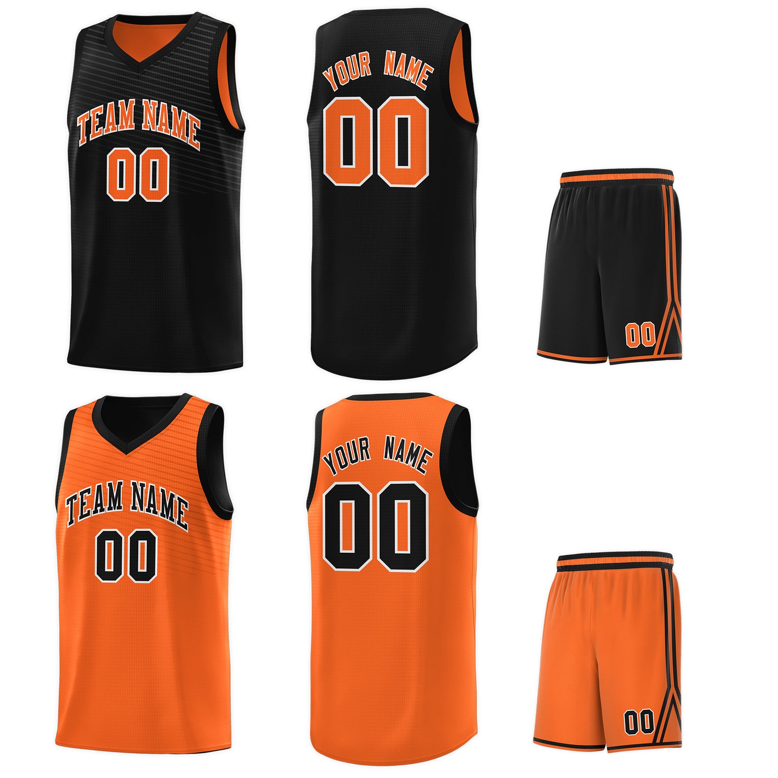 Custom Orange Black Chest Slash Patttern Sports Uniform Basketball Jersey