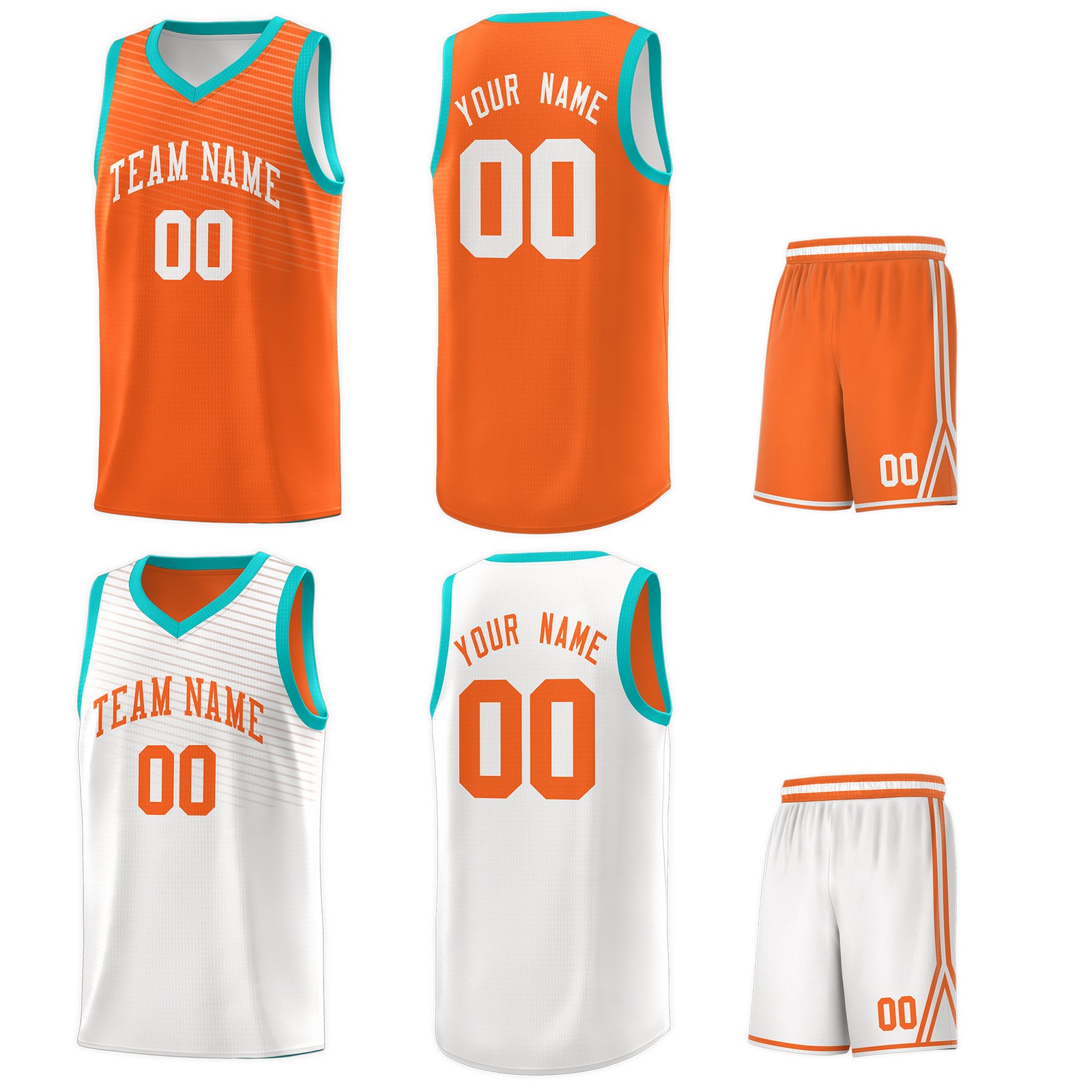 Custom White Orange Chest Slash Patttern Sports Uniform Basketball Jersey