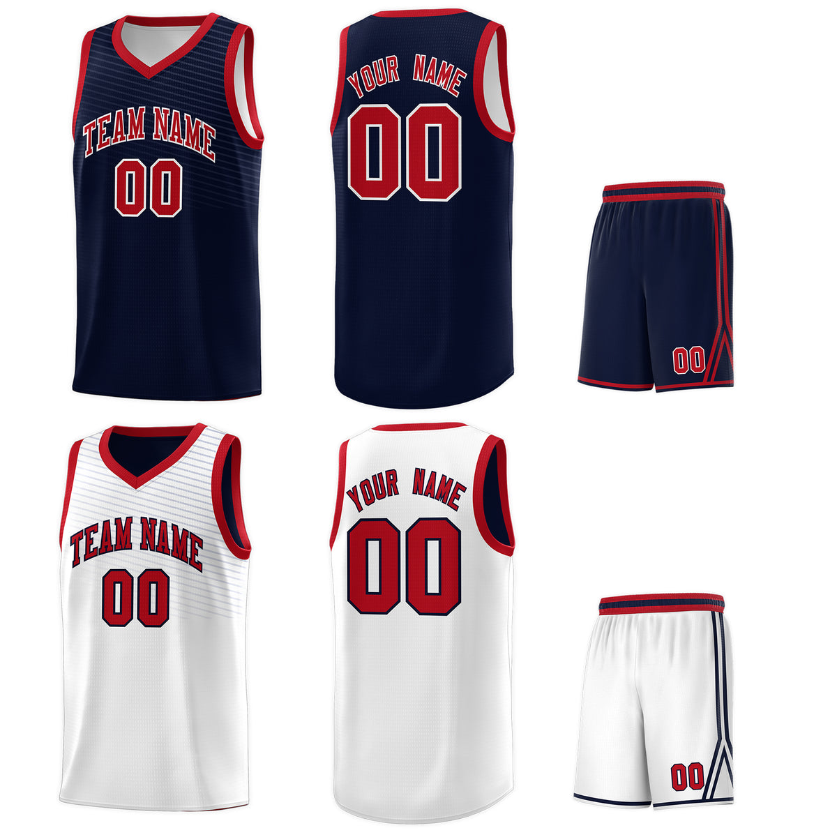 Custom Navy White Chest Slash Patttern Double Side Sports Uniform Basketball Jersey