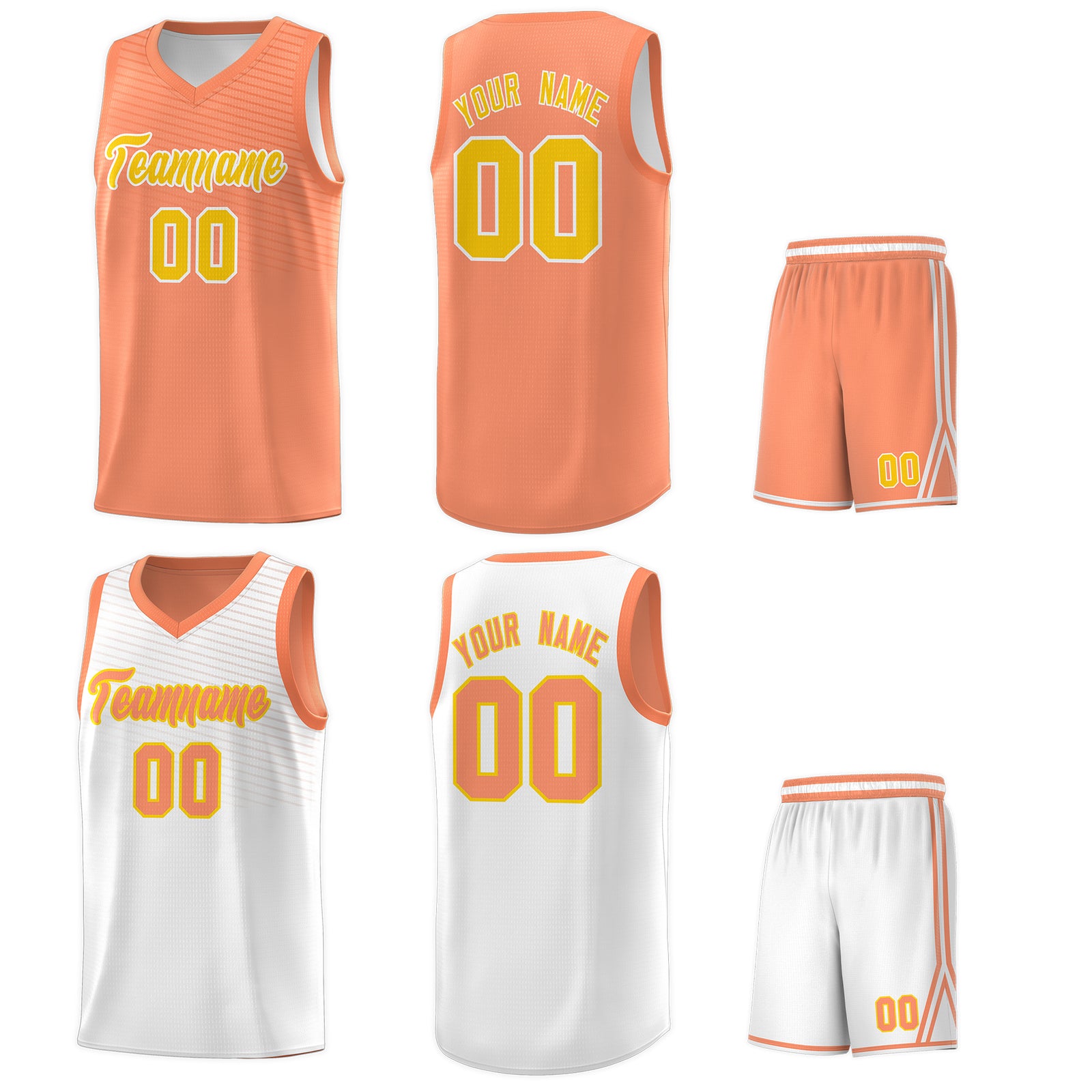 Custom White Light Orange Chest Slash Patttern Sports Uniform Basketball Jersey