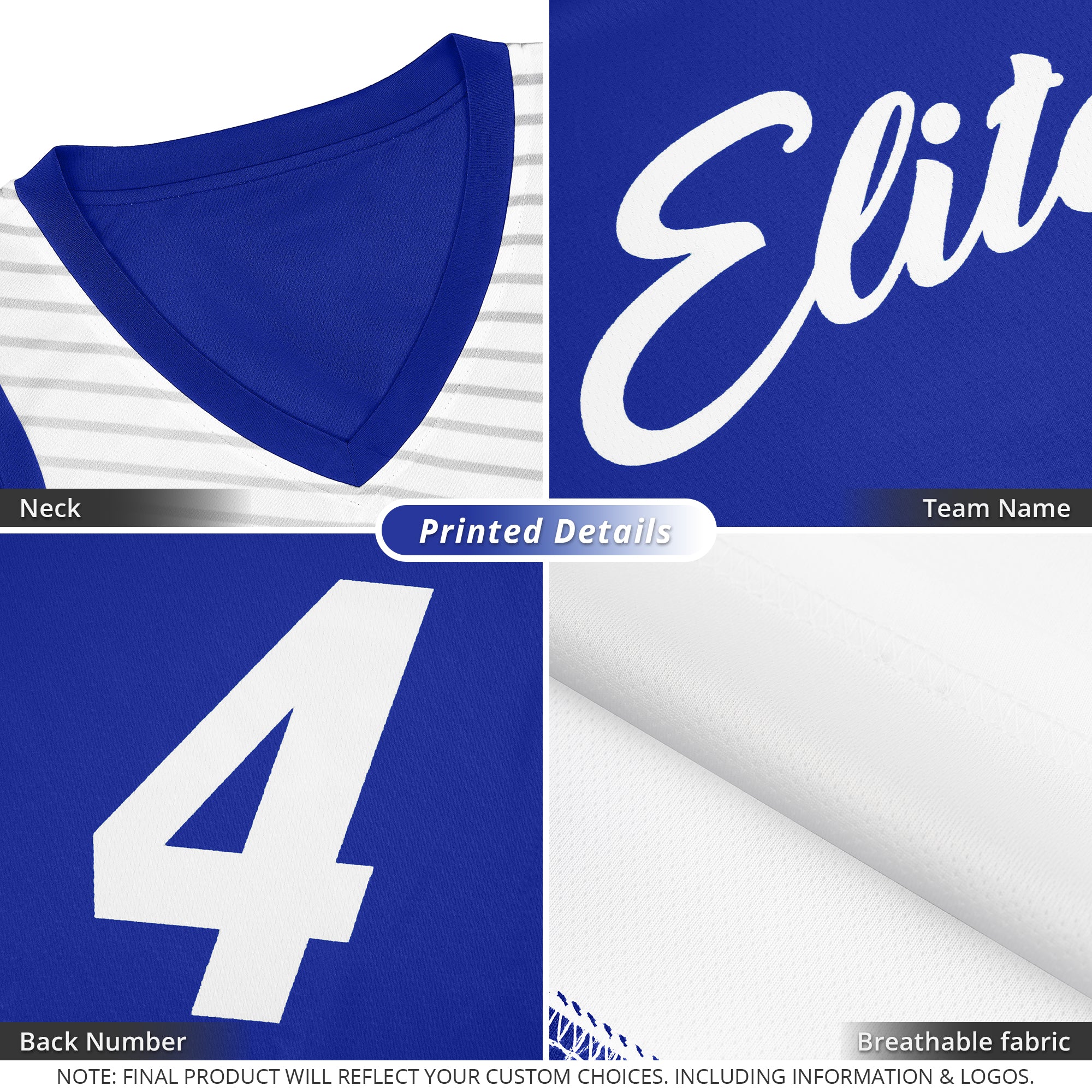 Custom Royal White Chest Slash Patttern Double Side Sports Uniform Basketball Jersey