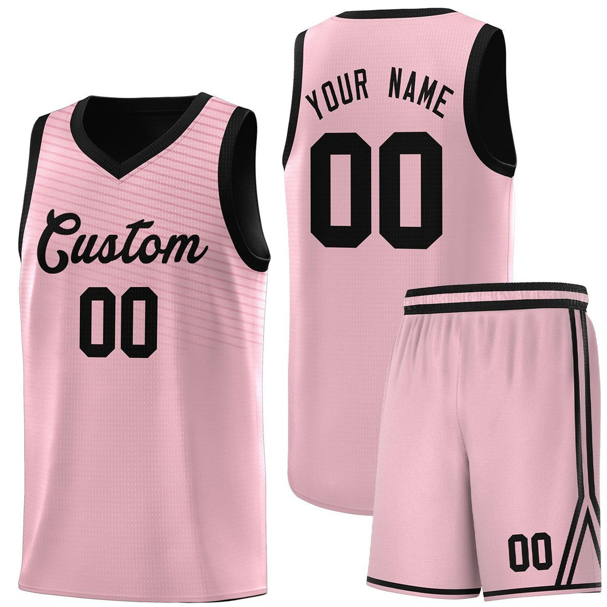 Custom Pink Black Chest Slash Patttern Sports Uniform Basketball Jersey