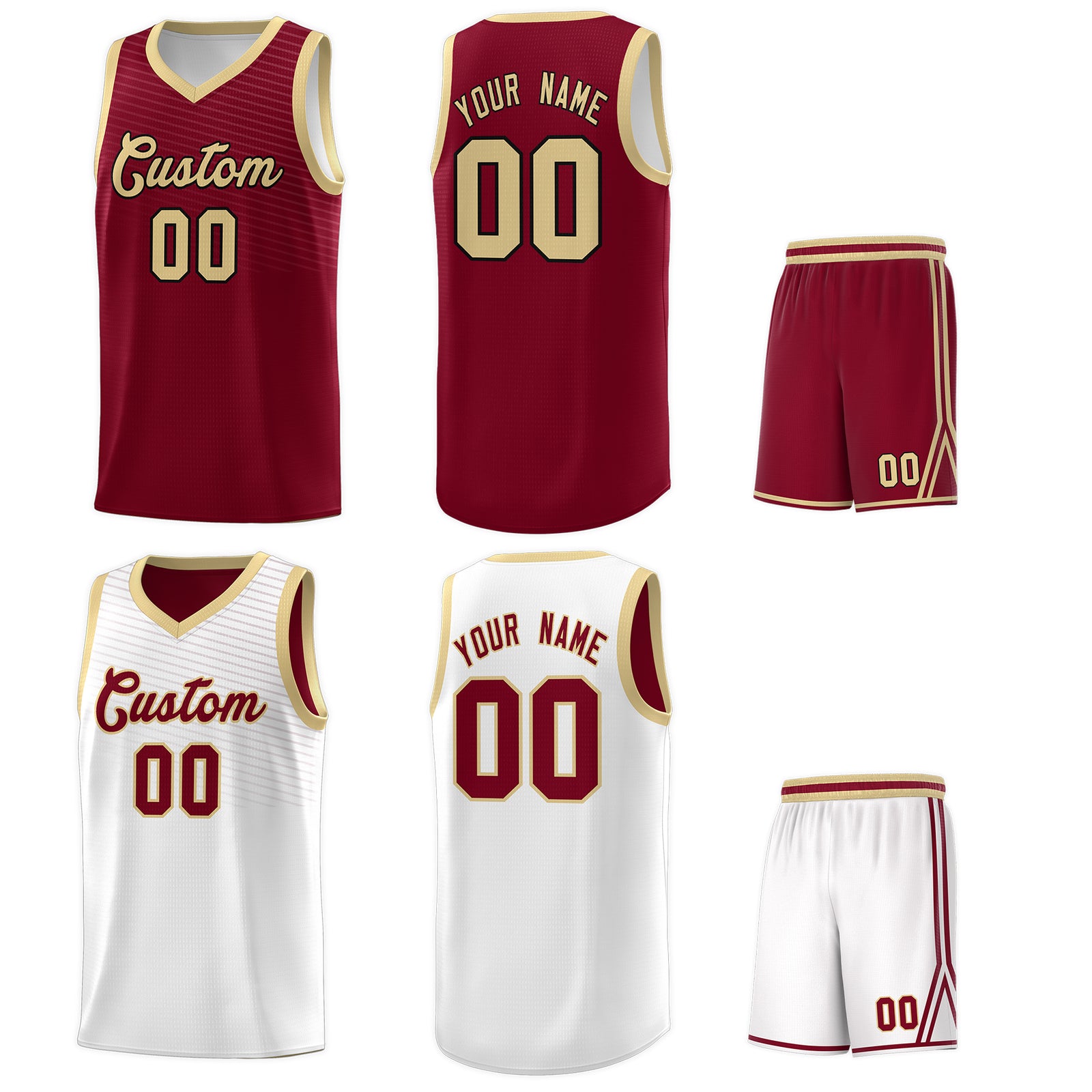 Custom White Crimson Chest Slash Patttern Sports Uniform Basketball Jersey