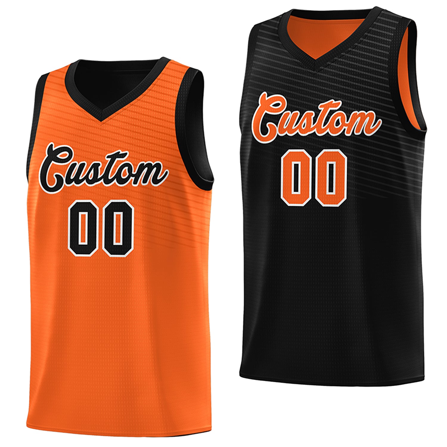 Custom Black Orange Team Sports Shirts Reversible Personalized Basketball Jersey for Men/Youth