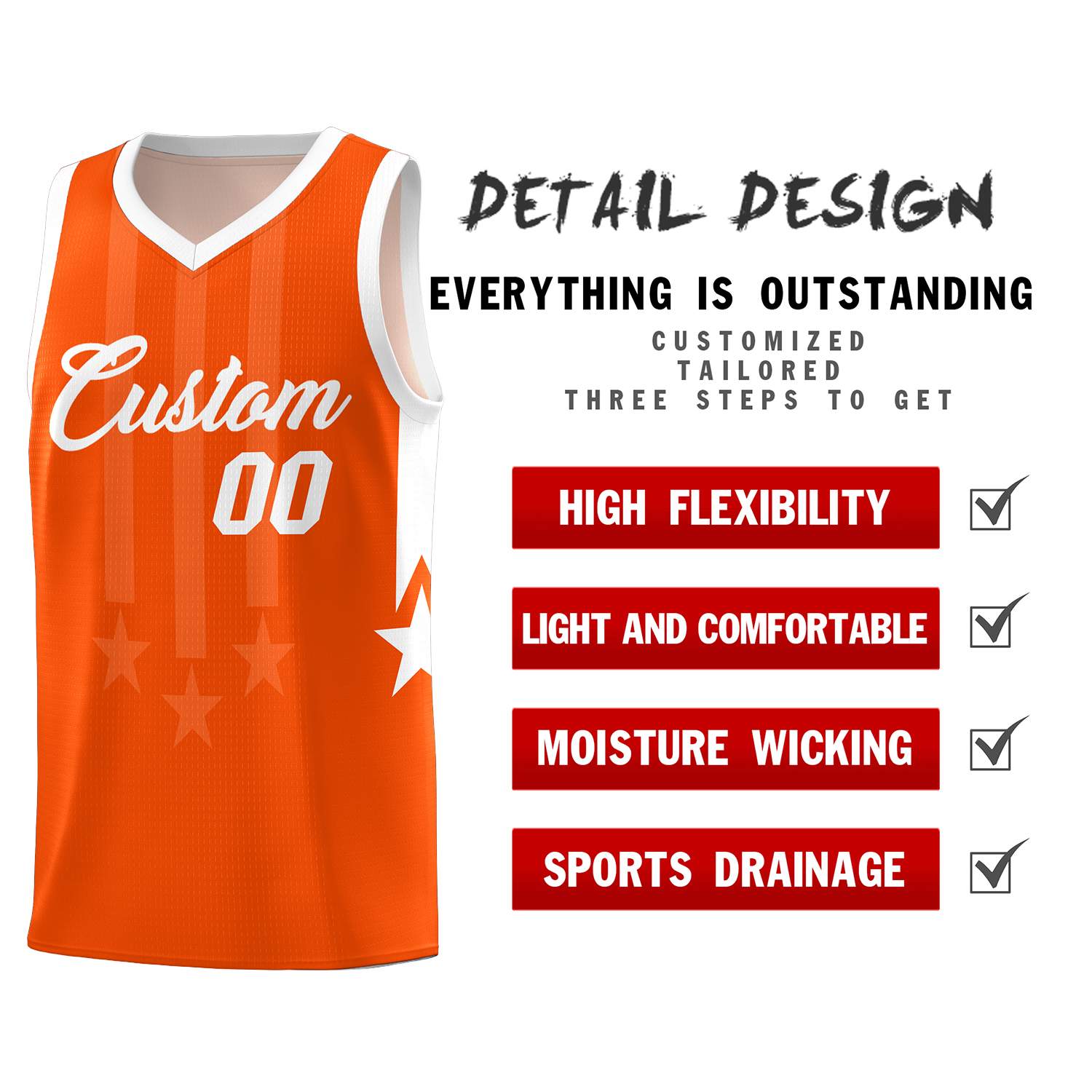 Custom Orange White and White Gradient Star Graffiti Pattern Sports Uniform Basketball Jersey