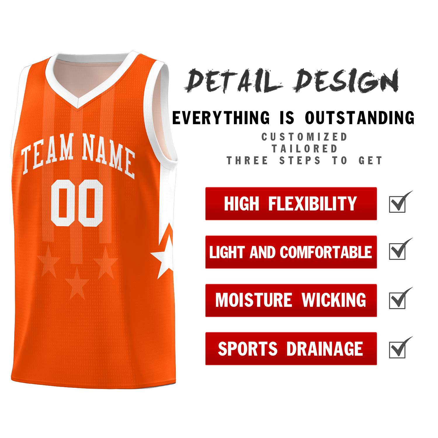 Custom Orange White and White Gradient Star Graffiti Pattern Sports Uniform Basketball Jersey