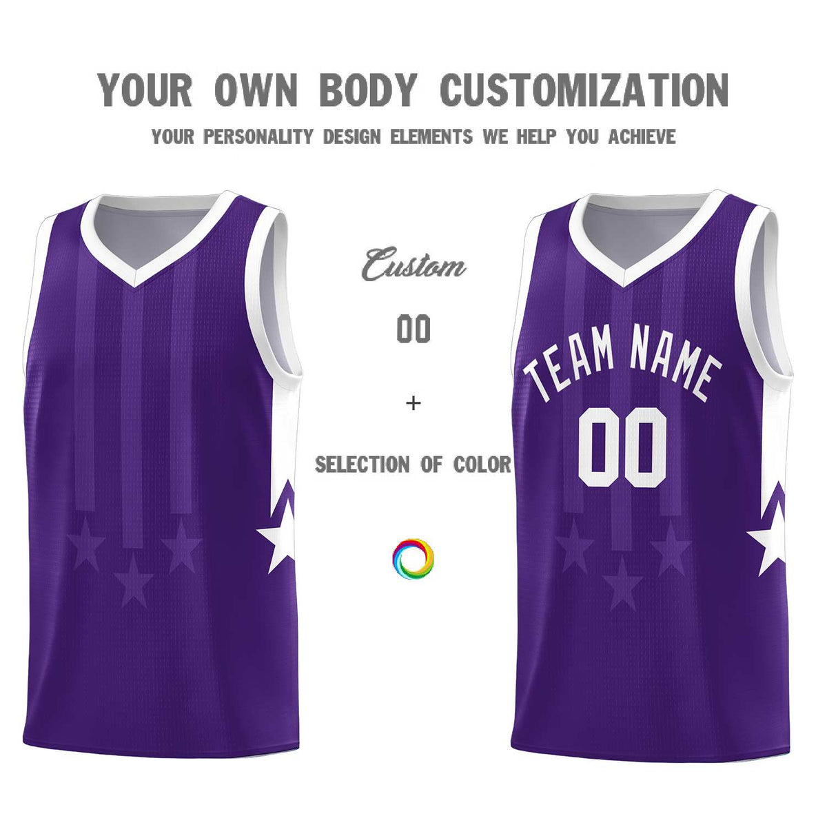 Custom Purple White and White Gradient Star Graffiti Pattern Sports Uniform Basketball Jersey