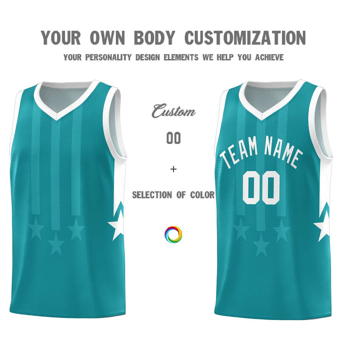 Custom Aqua White and White Gradient Star Graffiti Pattern Sports Uniform Basketball Jersey