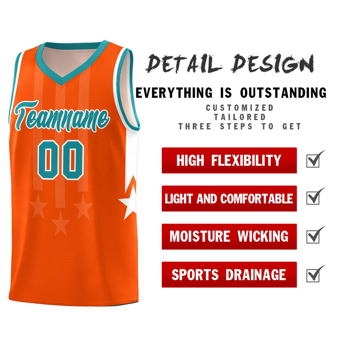 Custom Orange Aqua and White Gradient Star Graffiti Pattern Sports Uniform Basketball Jersey