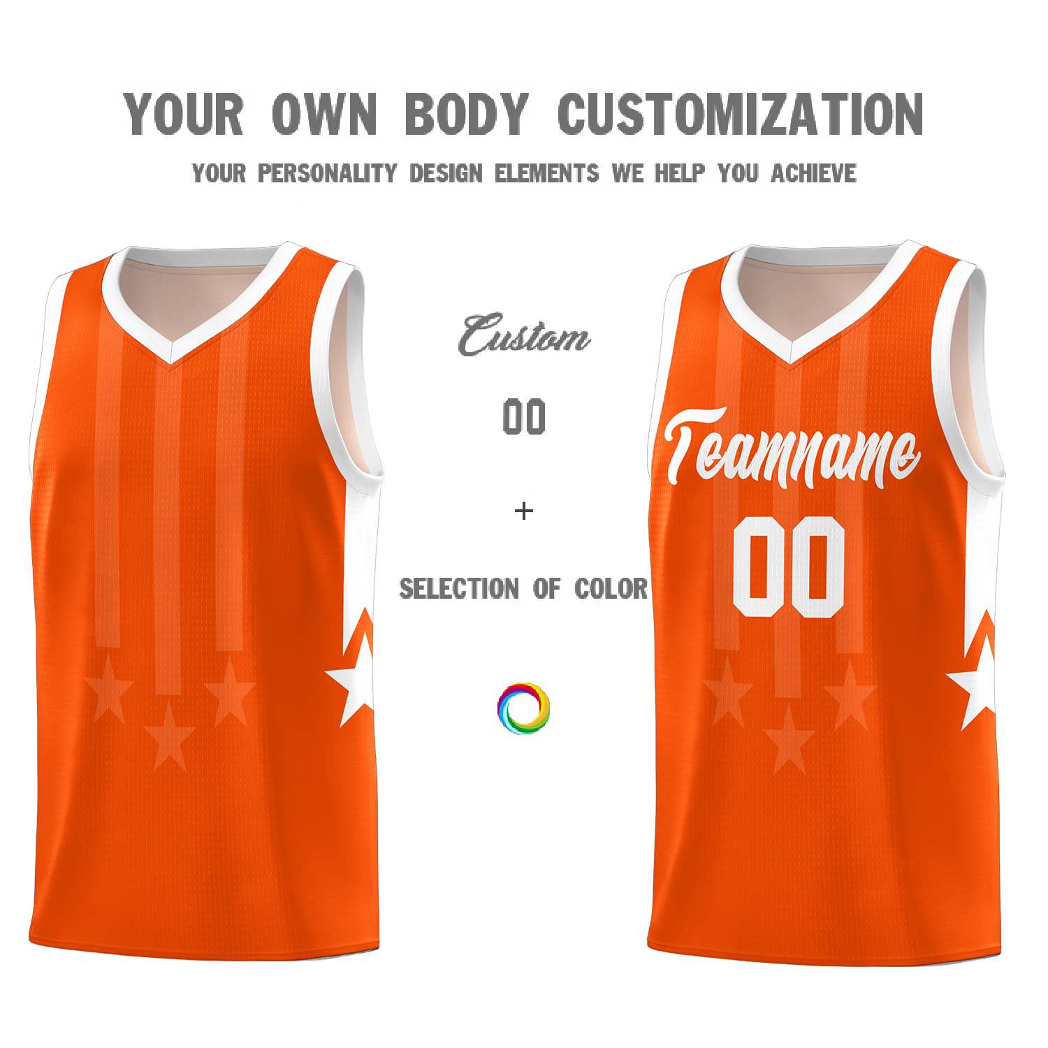 Custom Orange White and White Gradient Star Graffiti Pattern Sports Uniform Basketball Jersey