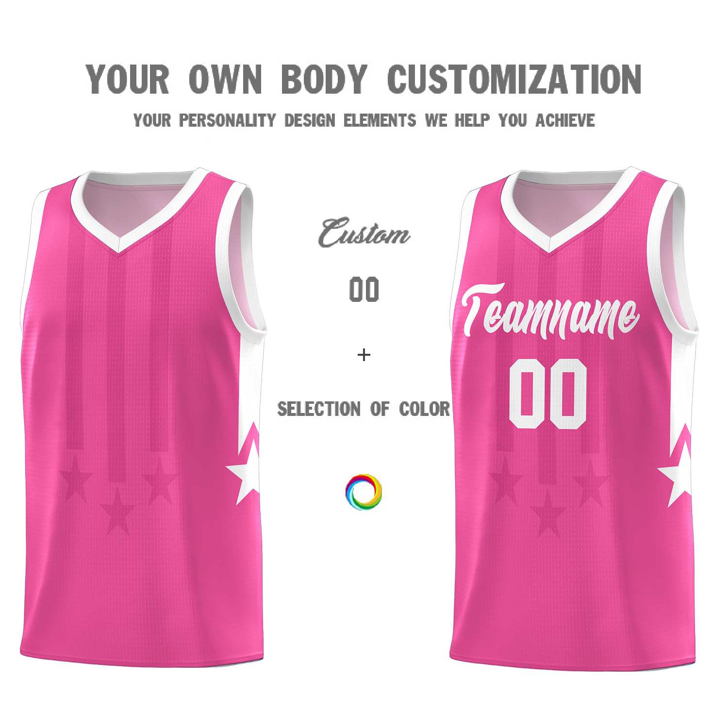 Custom Pink White and White Gradient Star Graffiti Pattern Sports Uniform Basketball Jersey