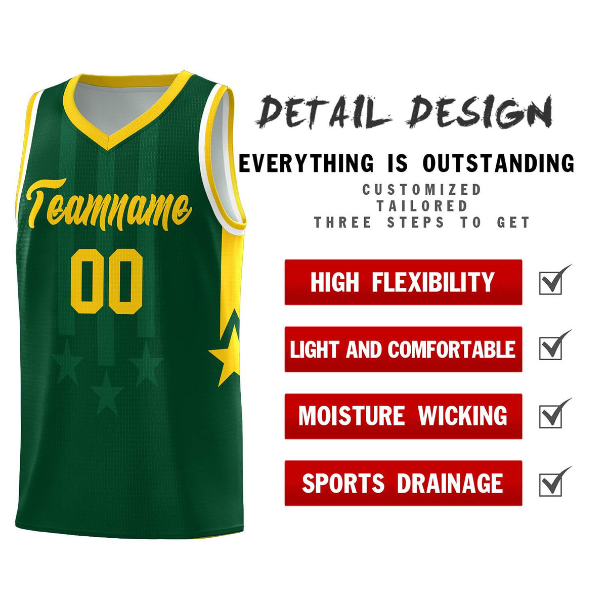 Custom Green Gold and White Gradient Star Graffiti Pattern Sports Uniform Basketball Jersey