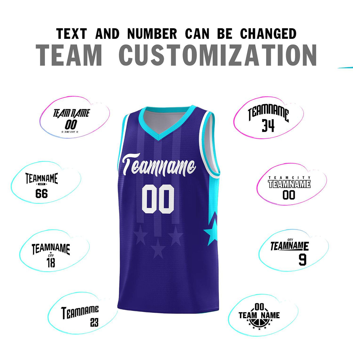 Custom Royal Sky Blue and White Gradient Star Graffiti Pattern Sports Uniform Basketball Jersey