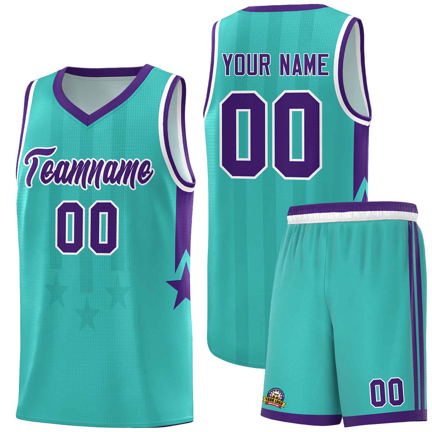 Custom Bright Green Purple and White Gradient Star Graffiti Pattern Sports Uniform Basketball Jersey