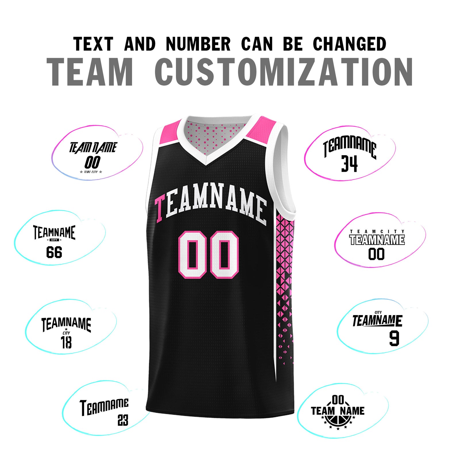 Custom Black White Side Gradient Patttern Double Side Sports Uniform Basketball Jersey