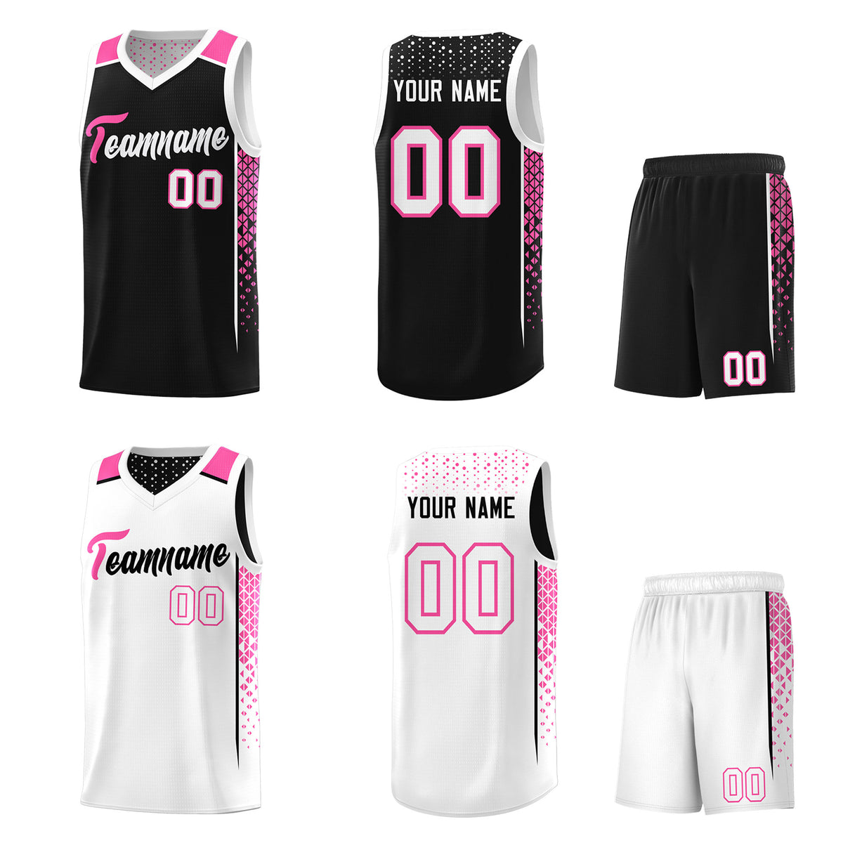 Custom Black White Side Gradient Patttern Double Side Sports Uniform Basketball Jersey