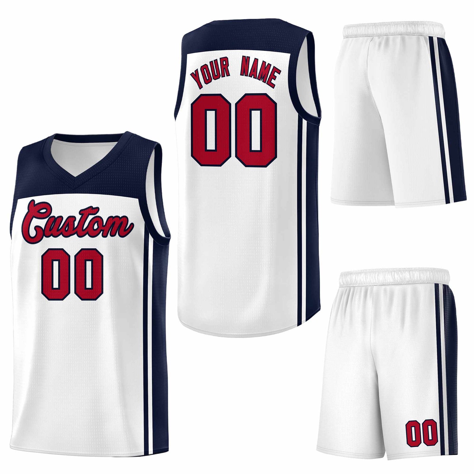 Custom White Navy Classic Sets Sports Uniform Basketball Jersey