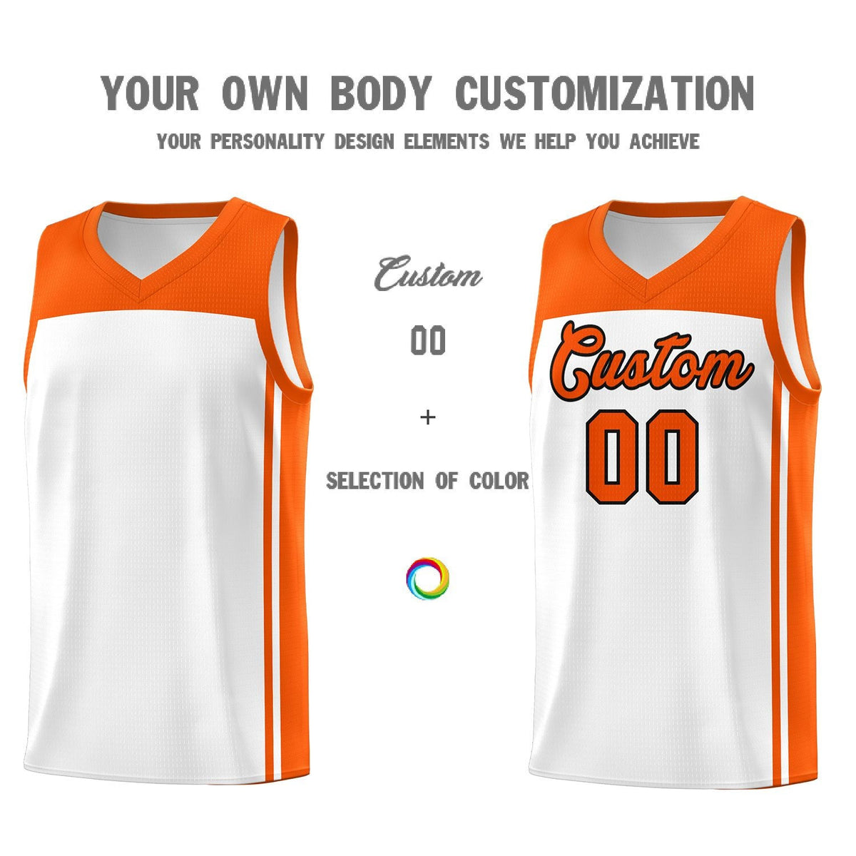 Custom White Orange Classic Sets Sports Uniform Basketball Jersey