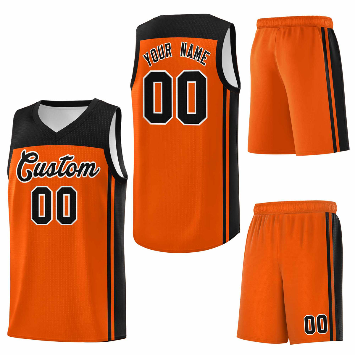 Custom Orange Black Classic Sets Sports Uniform Basketball Jersey
