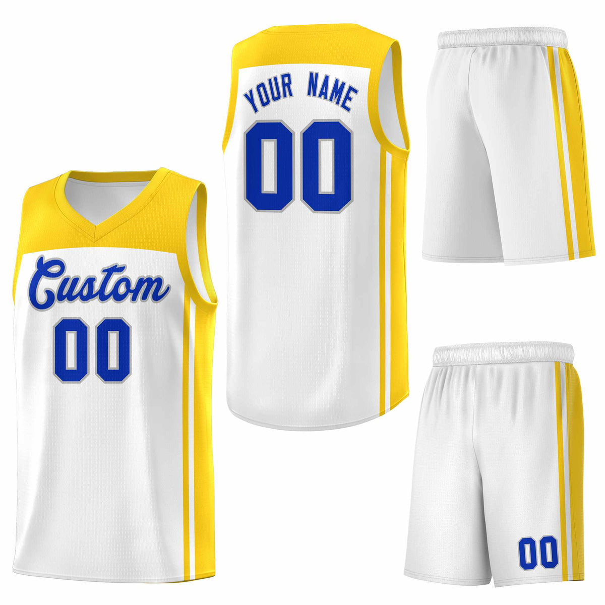 Custom White Gold Classic Sets Sports Uniform Basketball Jersey