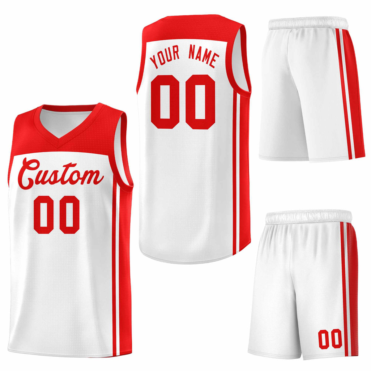 Custom White Red Classic Sets Sports Uniform Basketball Jersey